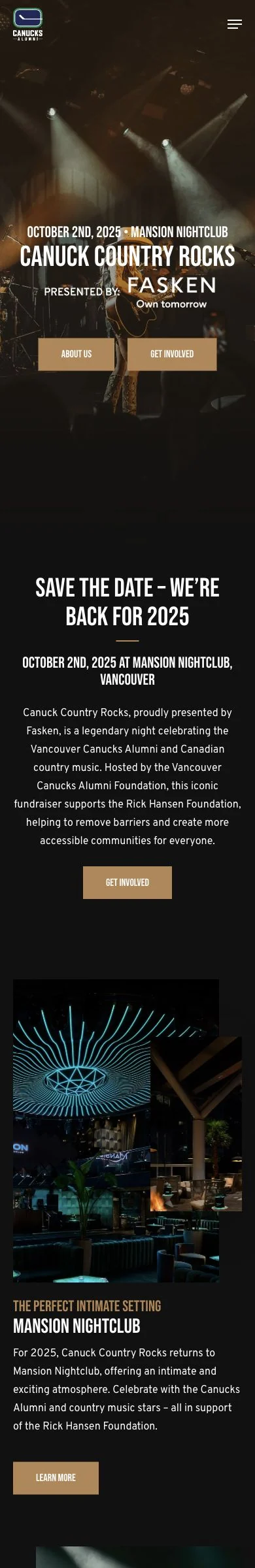 Canuck Country Rocks homepage with its mobile navigation and layout