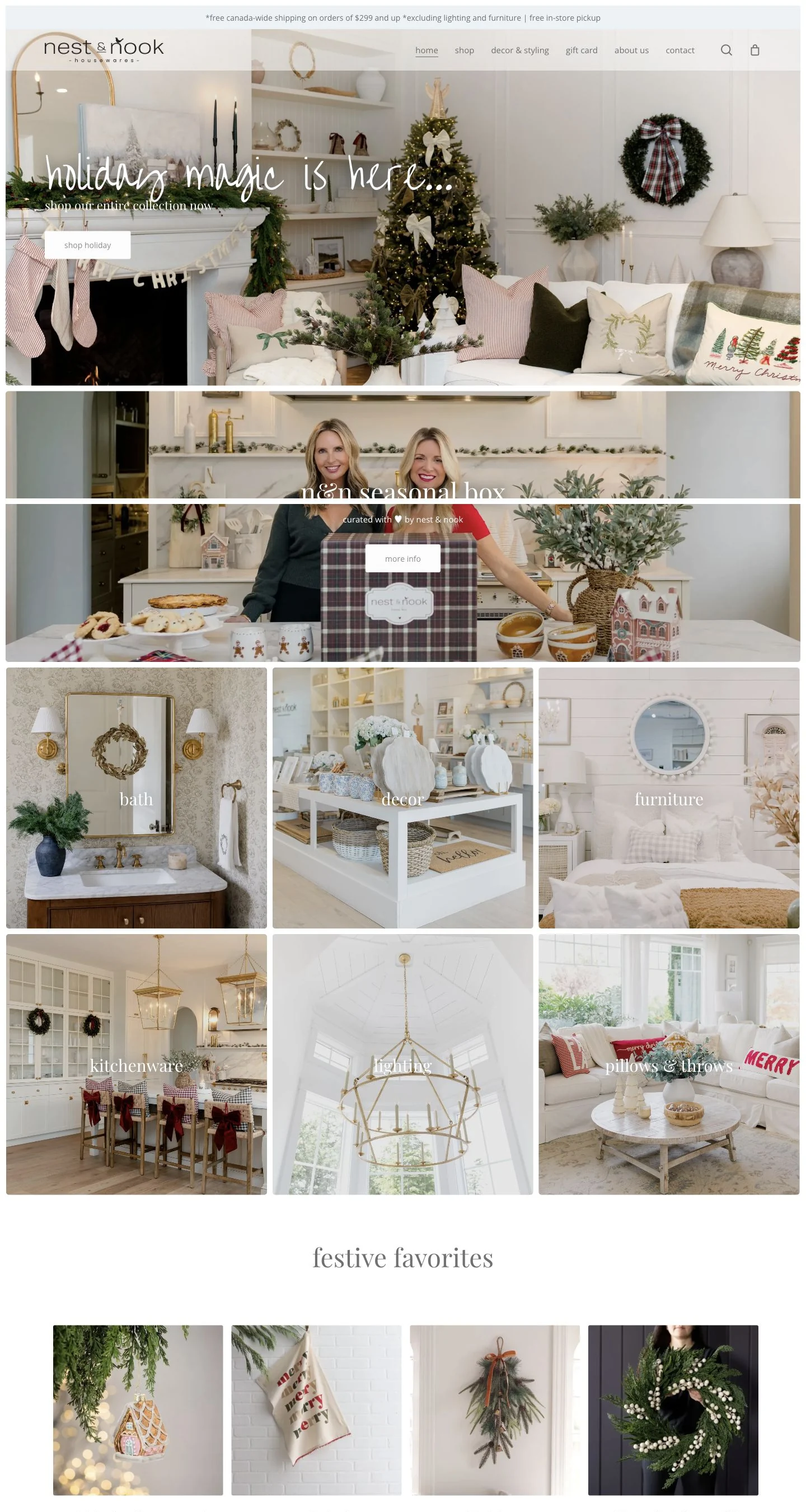 Nest & Nook Housewares homepage at desktop size