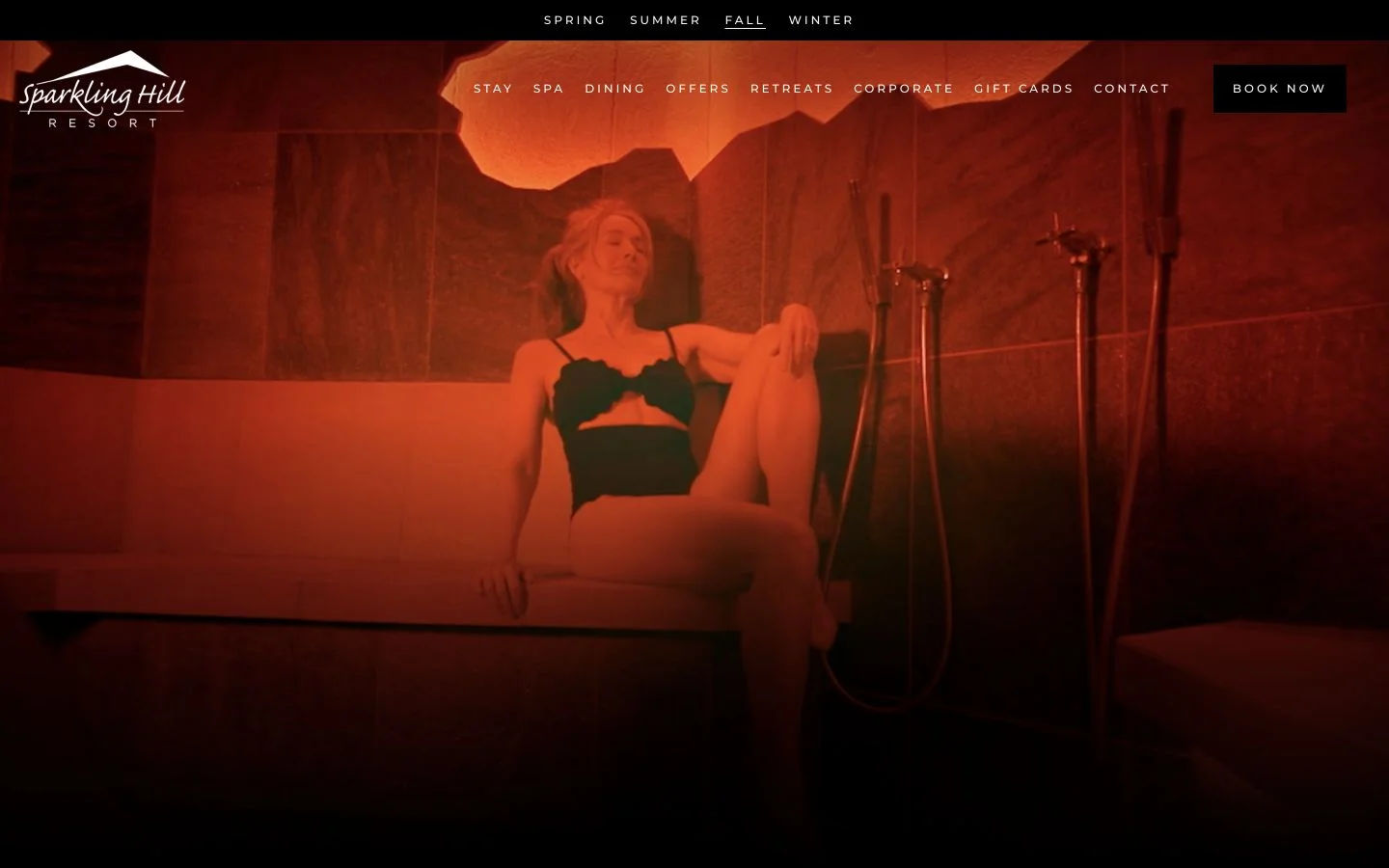 Sparkling Hill Resort & Spa homepage at desktop size