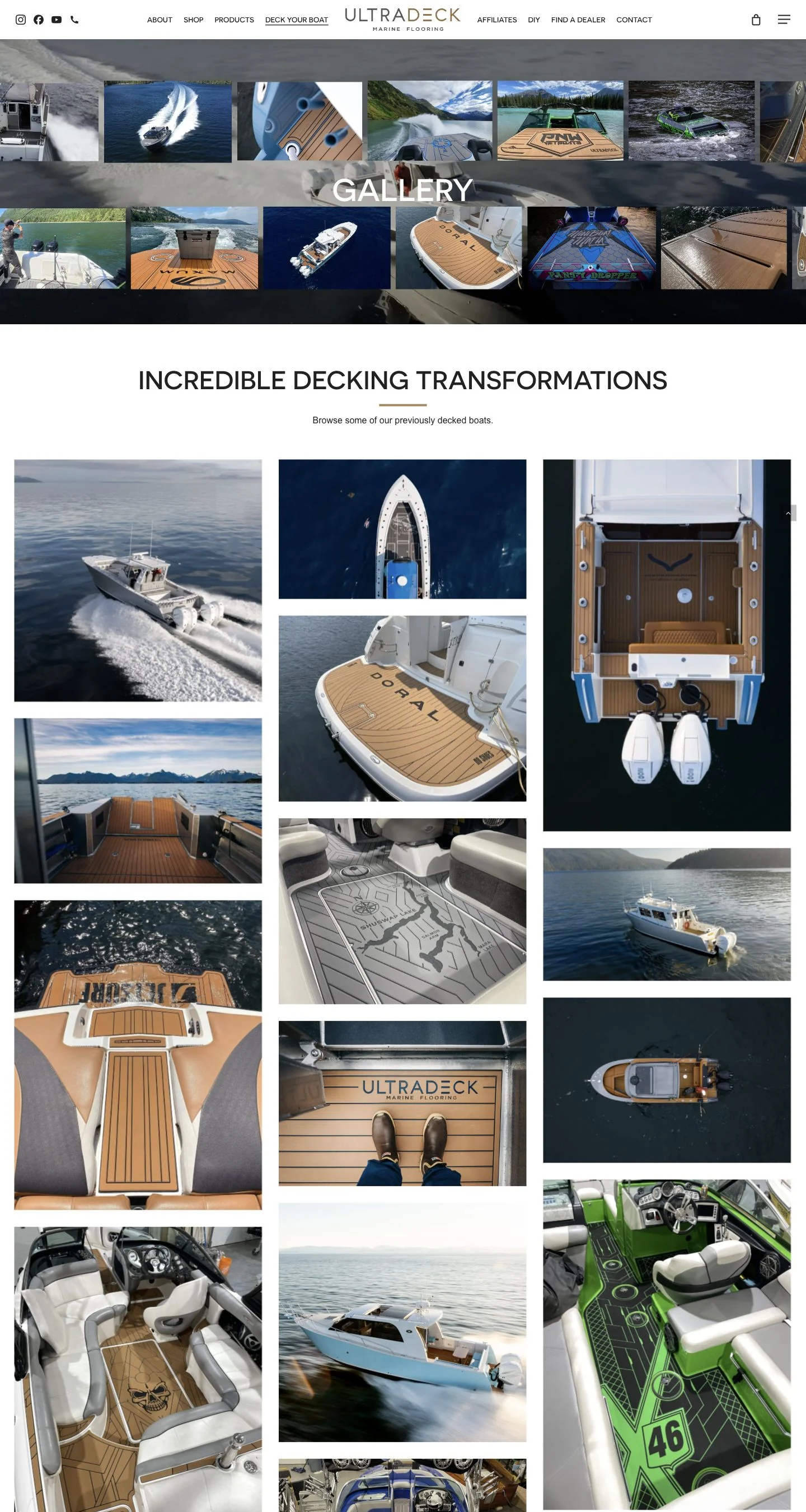 UltraDeck: UltraDeck’s gallery of boats and custom marine-flooring installations. Desktop view.