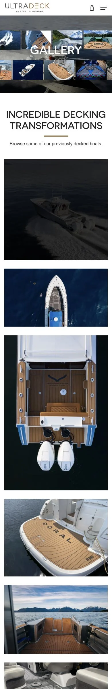 UltraDeck: UltraDeck’s gallery of boats and custom marine-flooring installations. Mobile view.